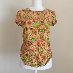 Pink & yellow print top